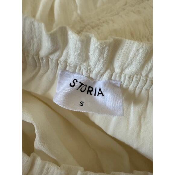 Storia Smocked Waist White Cotton Midi Dress Size Small - Picture 6 of 6